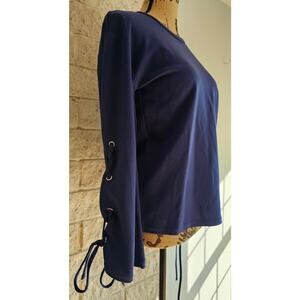Ann Taylor Blue Tie Bell Sleeve Top - Size XS - NWT